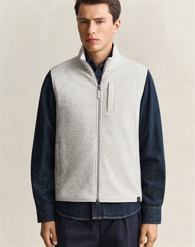 Gant - Zipped Fleece Vest - Warm Gray Melange